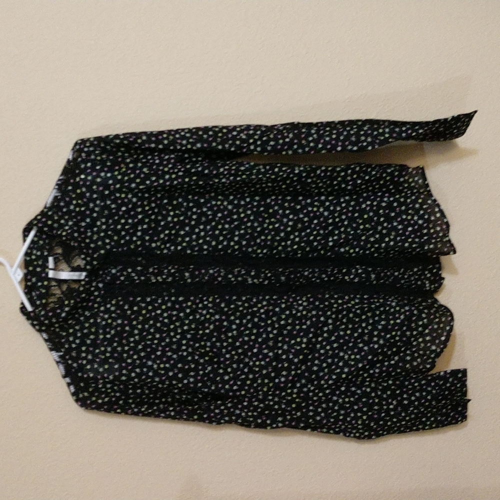 LC Lauren Conrad Black Floral Button-Up Blouse